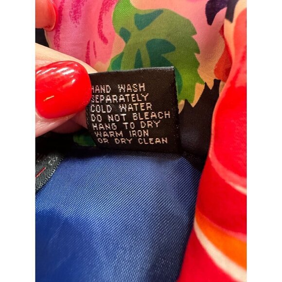 Mureli Jacket Women Large Navy Pink Floral Print Silk Vintage Bomber‎ Coat Retro - Picture 8 of 9